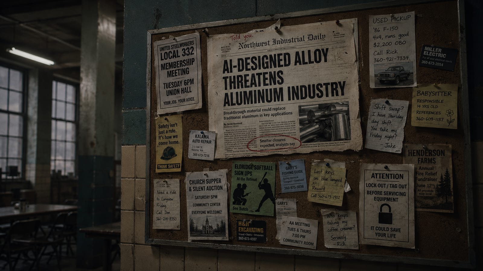 Lunchroom noticeboard — the alloy announcement